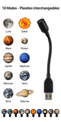 Projecteur lumineux rotatif — ambiance lune et étoiles