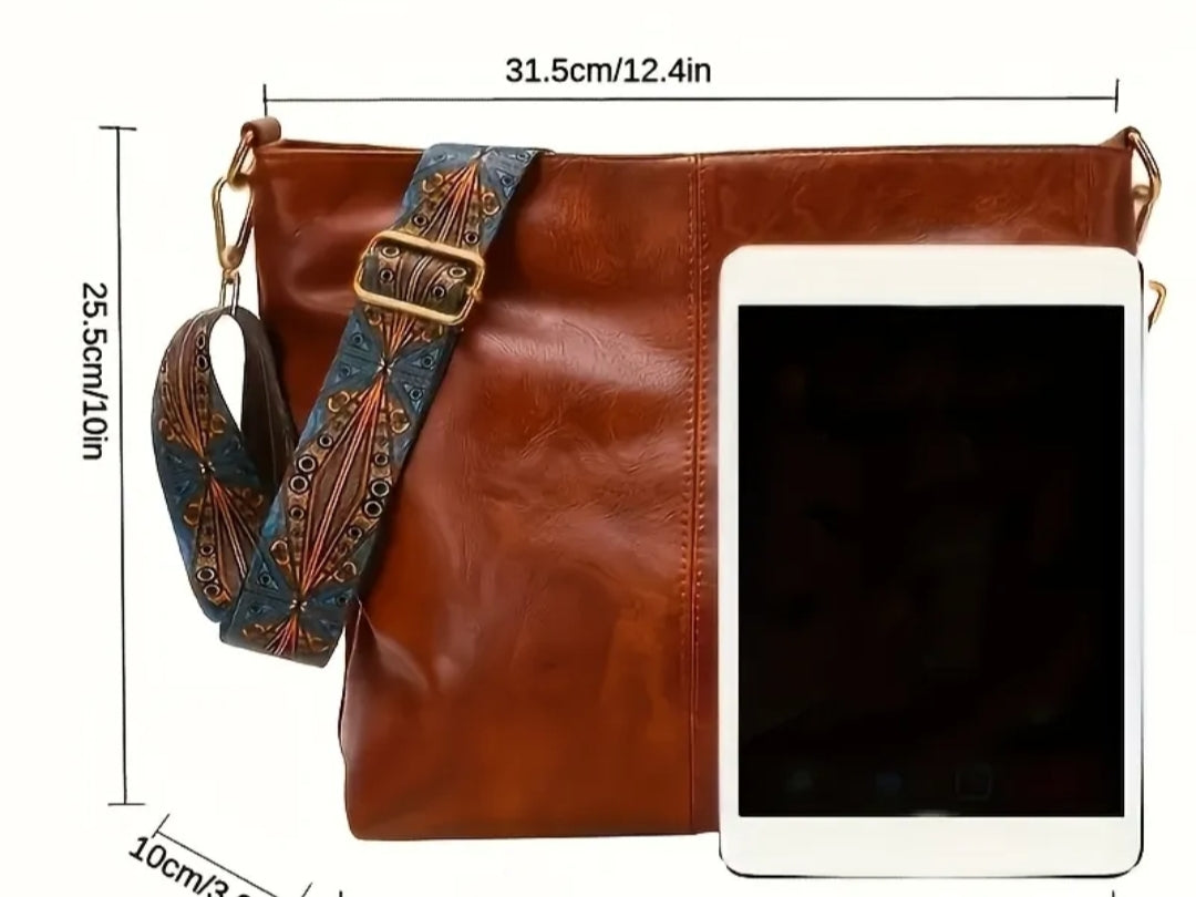 Sac à Main Femme Bandoulière — Compartiments Zippés, Finitions Dorées, Noir & Marron