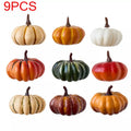 Lot de 9 Mini Citrouilles Artificielles - Décoration Automne / Halloween