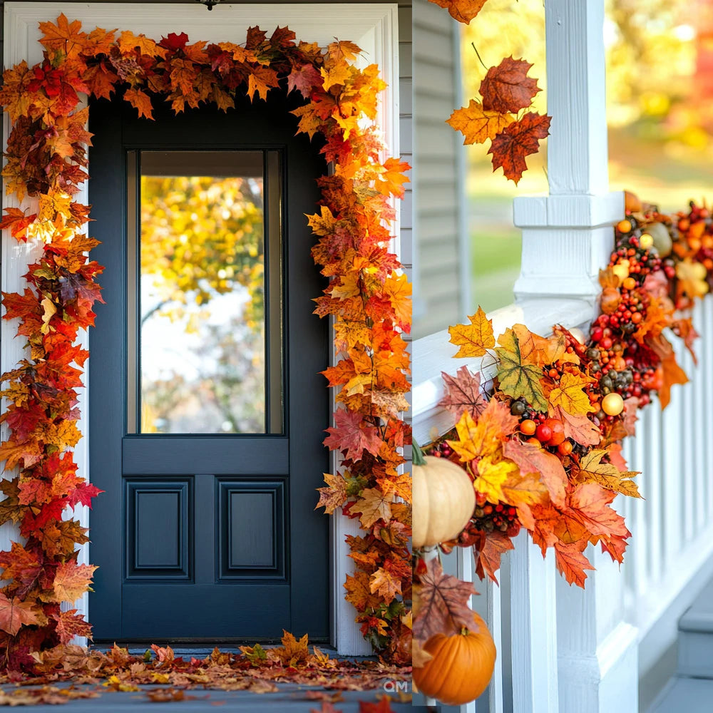 Couronne de feuilles d'érable artificielles d'automne