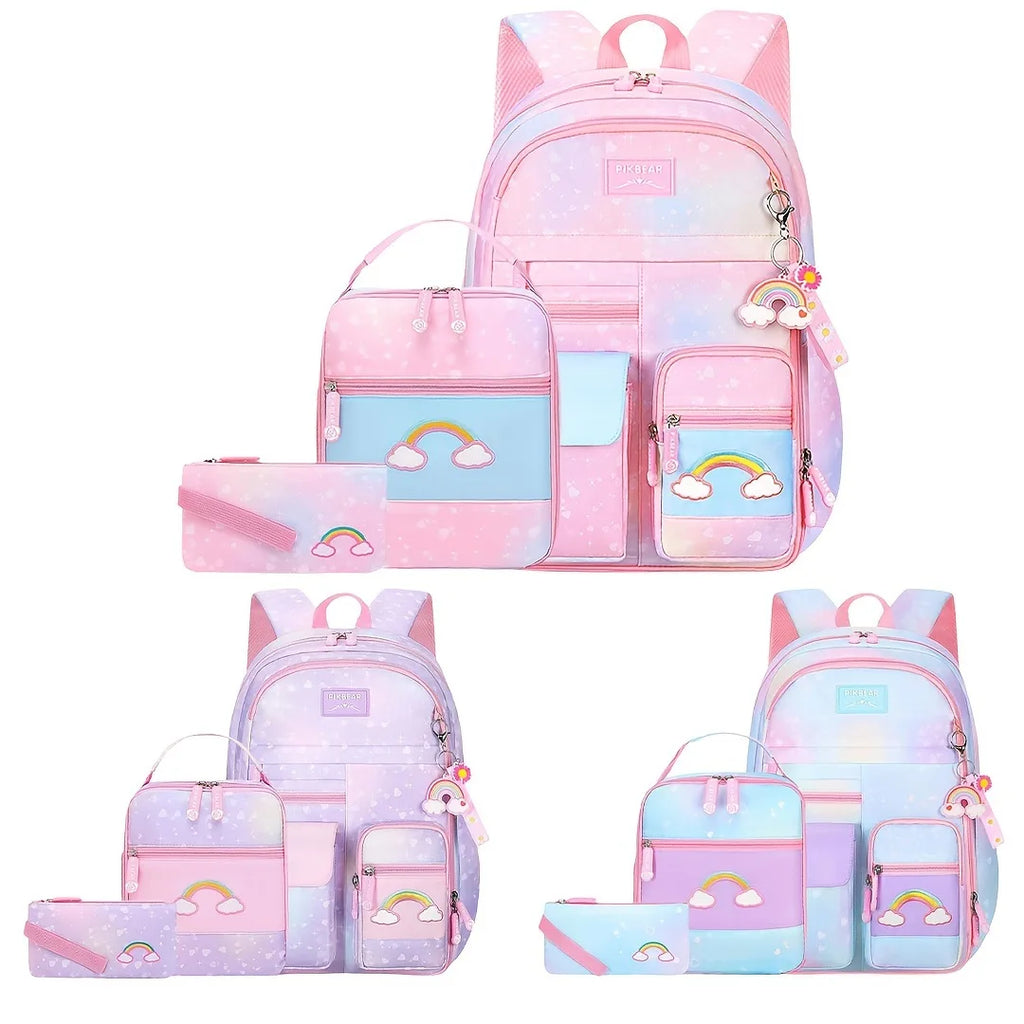 Sac à dos scolaire Arc - en - ciel 3 pièces - fille  Primaire