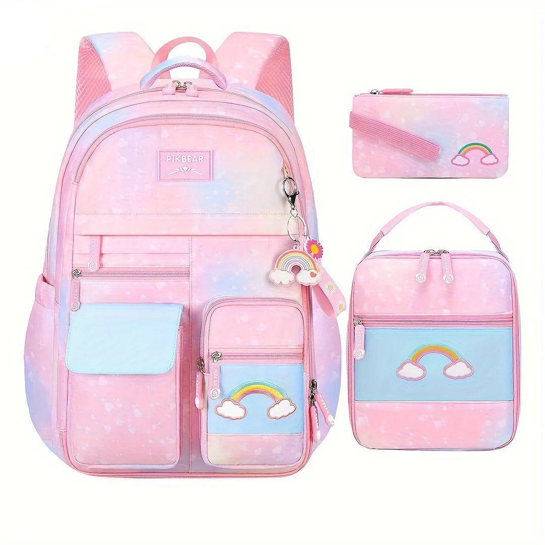 Sac à dos scolaire Arc - en - ciel 3 pièces - fille  Primaire
