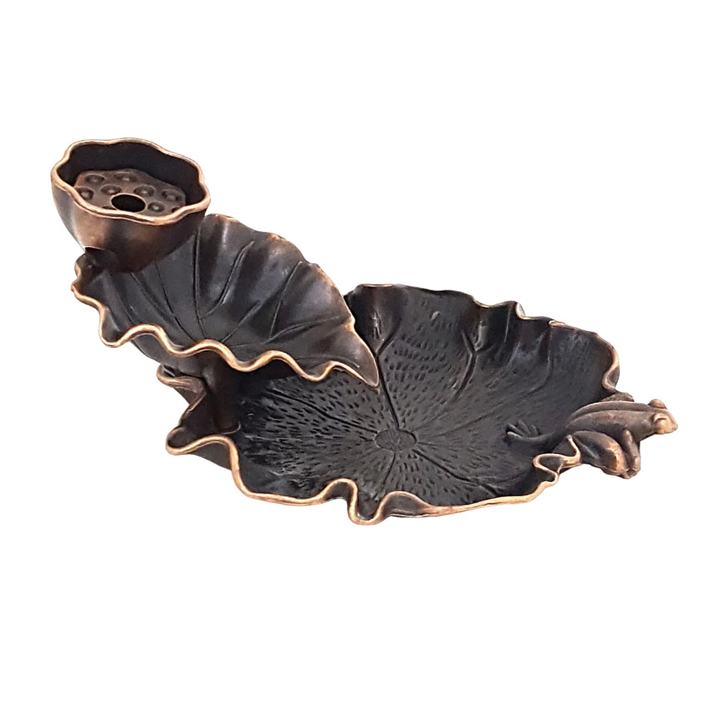 Porte-Encens Lotus à reflux-Brûleur Cascade de Fumée Feuille de Lotus -