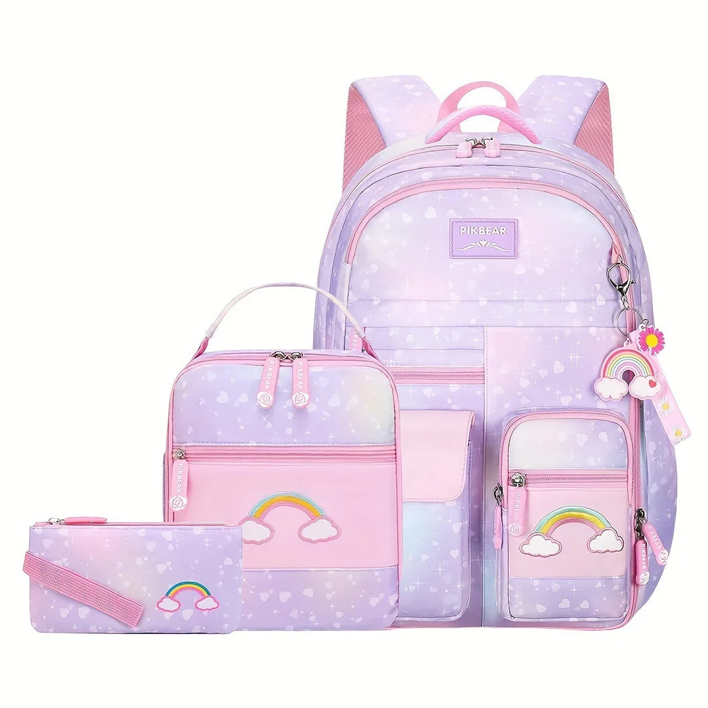 Sac à dos scolaire Arc - en - ciel 3 pièces - fille  Primaire