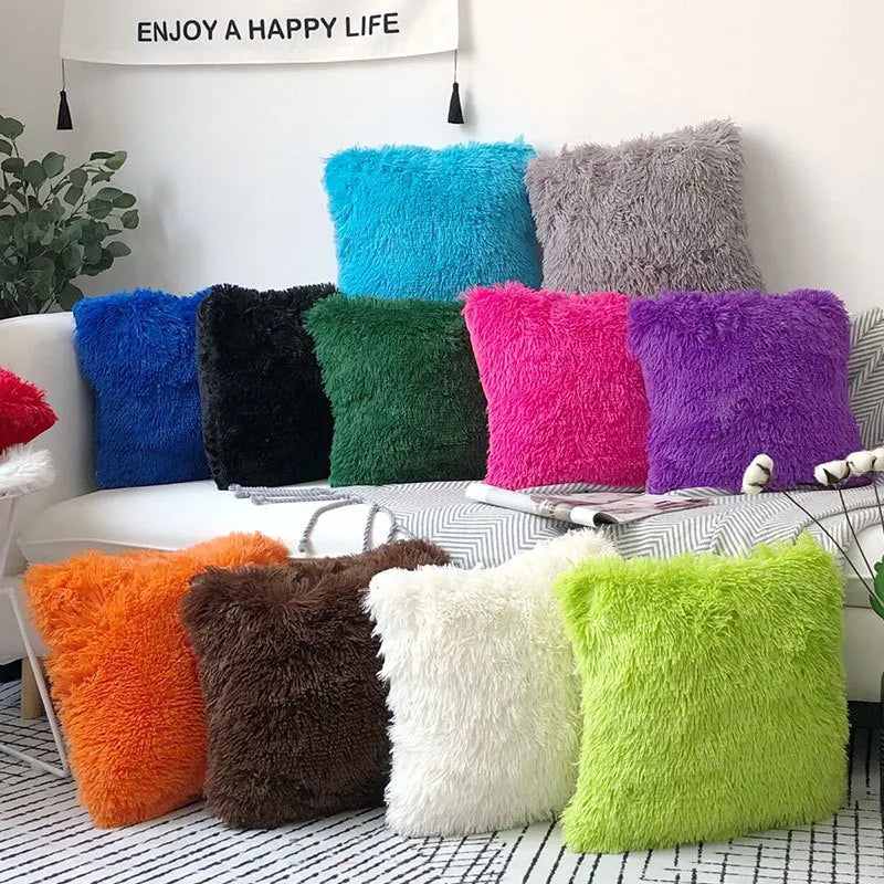 Lot de 2 housses de coussin en fausse fourrure