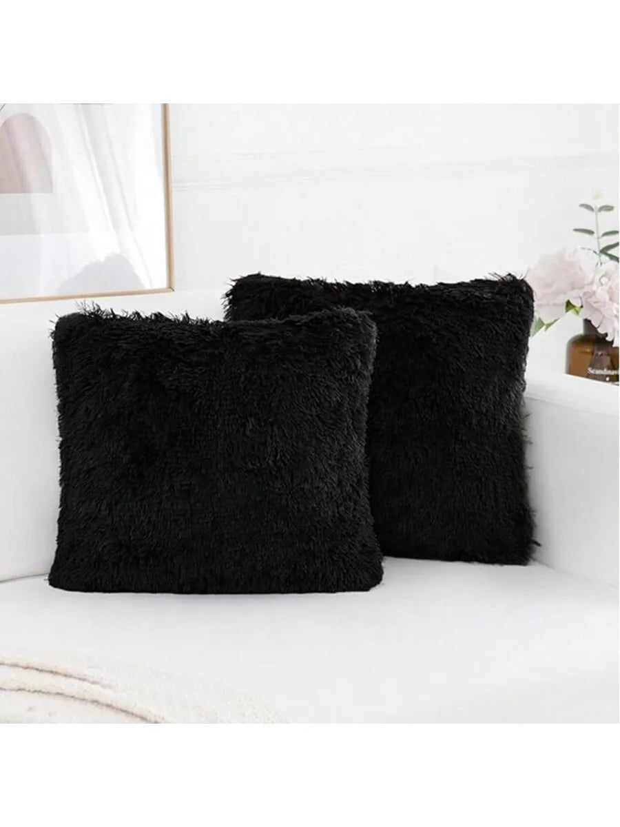 Lot de 2 housses de coussin en fausse fourrure
