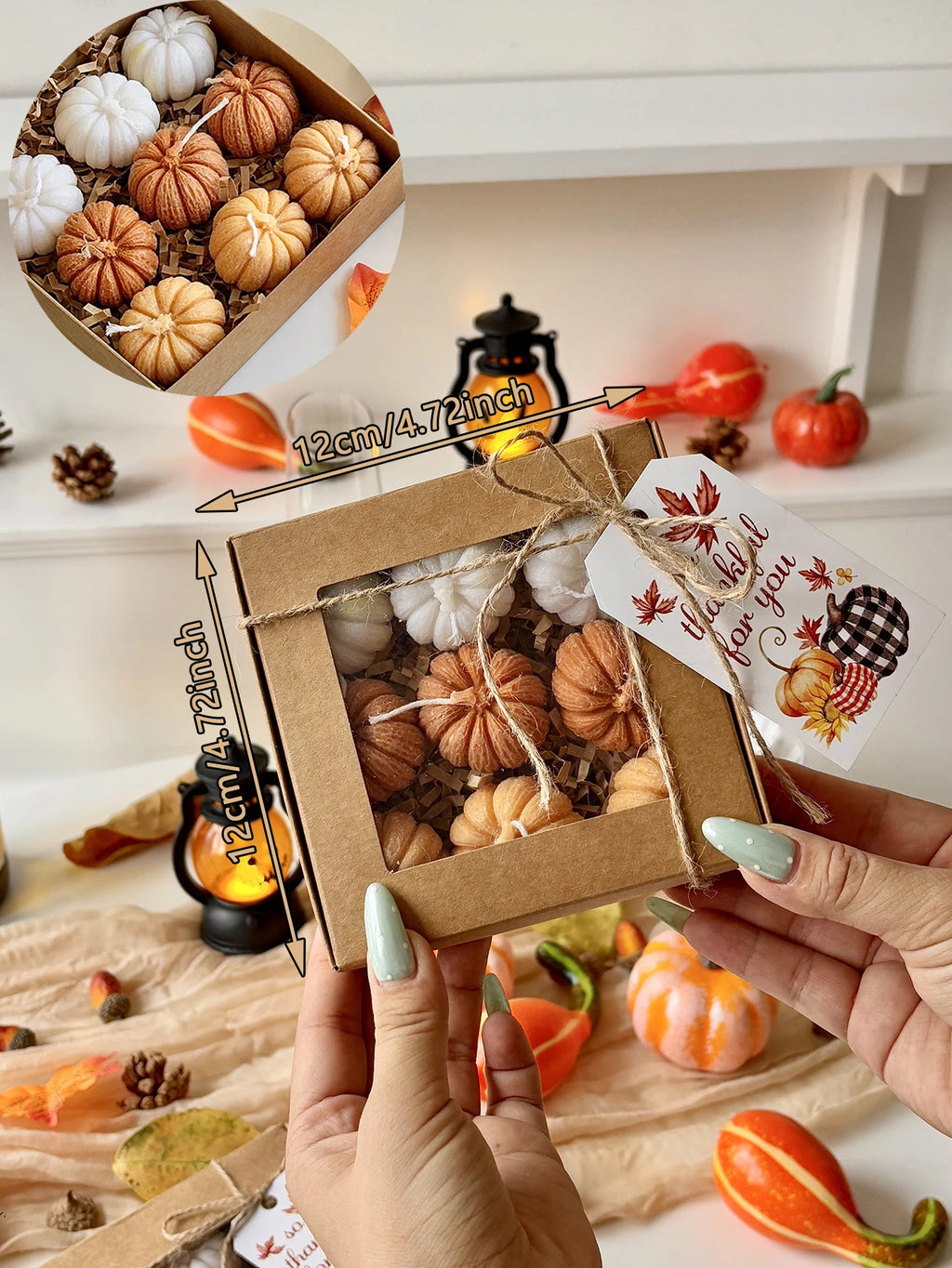 Coffret de 9 Mini Bougies Citrouilles - Bougies d'Automne Parfumées -